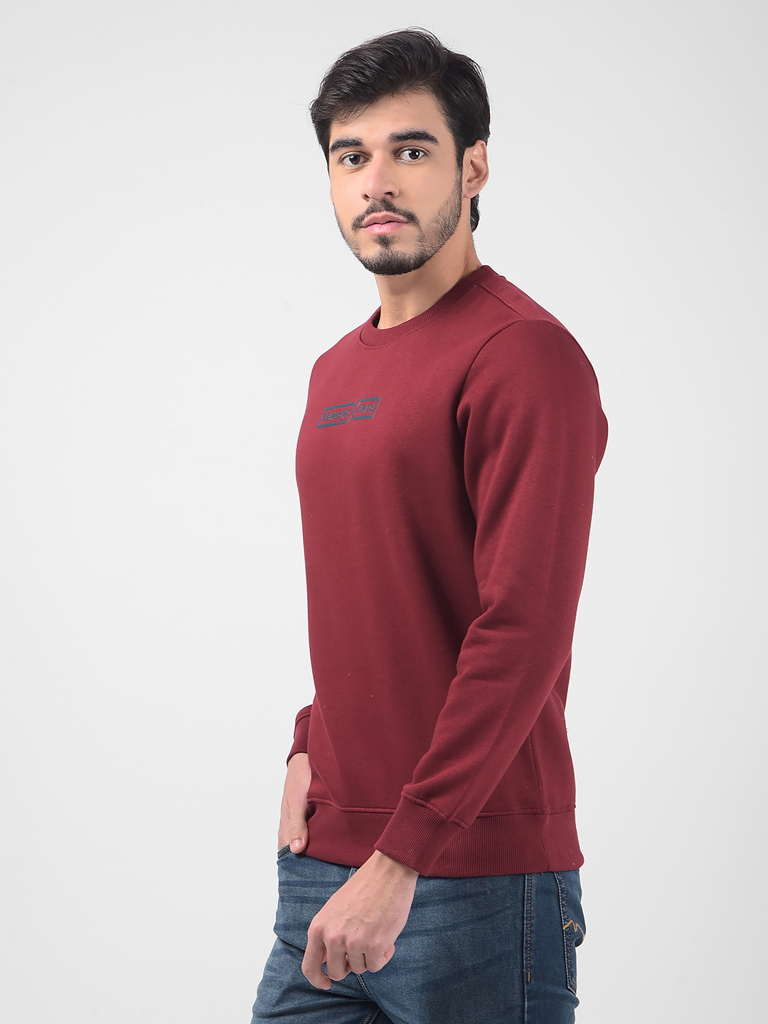 Numero Uno Men Typography Maroon Sweat Shirt
